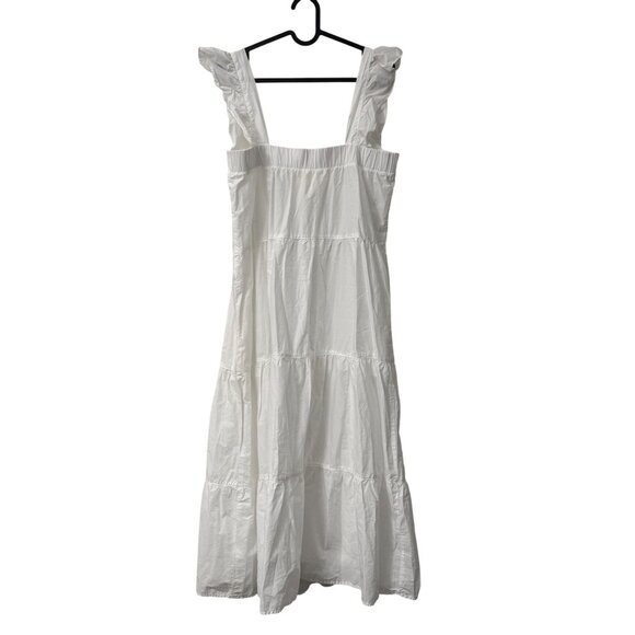 Nation LTD White Camille Easy Sun Dress Tiered Flutter Sleeve Midi Womens Medium - Picture 5 of 7
